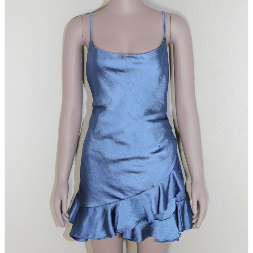 Y2K Blue Spaghetti Strap Ruffle Mini Romper Size Small